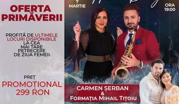 P: Ofertă last-minute AvantGarde EventsHall la super petrecerea de 8 Martie cu Olguţa Berbec, Carmen Şerban şi alţi invitaţi speciali